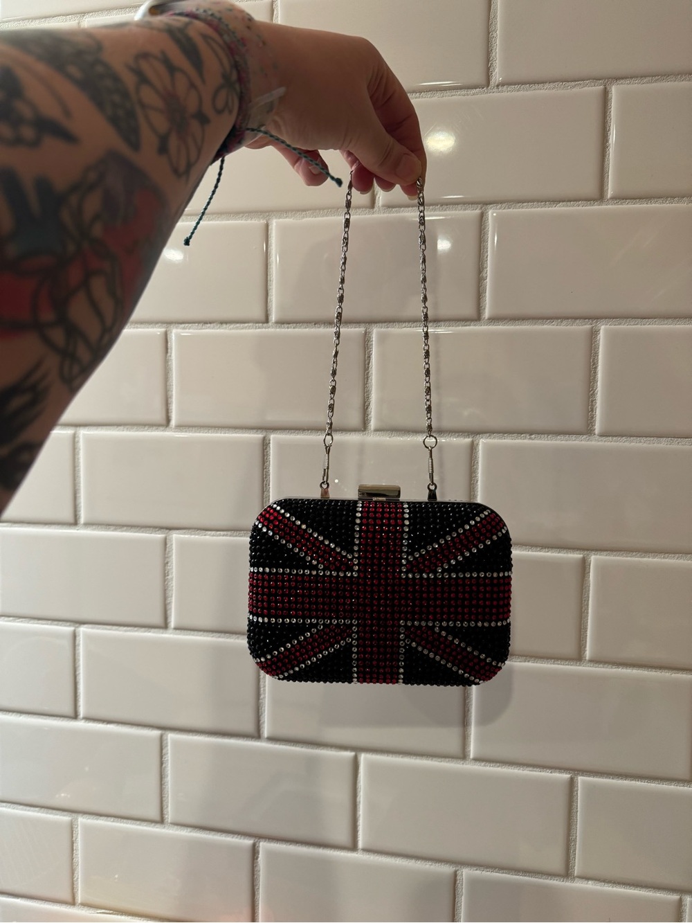 Bedazzled Union Jack Clutch Bag - never used